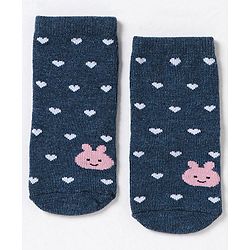 Cute Walk by Babyhug Non Terry Cotton Knit Ankle Length Anti Bacterial Socks Heart Design Pack of 3 - Pink & Blue