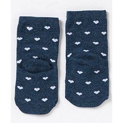 Cute Walk by Babyhug Non Terry Cotton Knit Ankle Length Anti Bacterial Socks Heart Design Pack of 3 - Pink & Blue