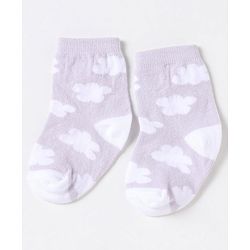 Cute Walk by Babyhug Non Terry Cotton Knit Ankle Length Anti Bacterial Socks Clouds & Rainbow Design Pack of 3 - Green Grey & Pink