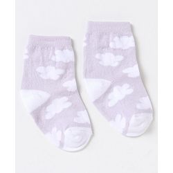 Cute Walk by Babyhug Non Terry Cotton Knit Ankle Length Anti Bacterial Socks Clouds & Rainbow Design Pack of 3 - Green Grey & Pink