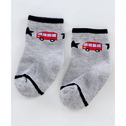 Cutewalk By Babyhug Anti Bacterial Ankle Length Non Terry Socks Car Design Pack of 3- Yellow & Black