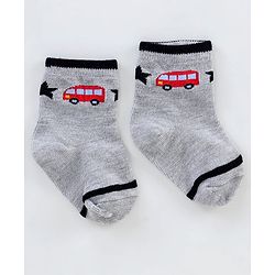 Cutewalk By Babyhug Anti Bacterial Ankle Length Non Terry Socks Car Design Pack of 3- Yellow & Black