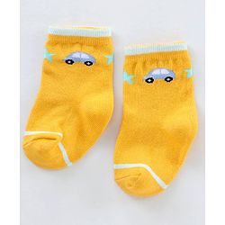 Cutewalk By Babyhug Anti Bacterial Ankle Length Non Terry Socks Car Design Pack of 3- Yellow & Black