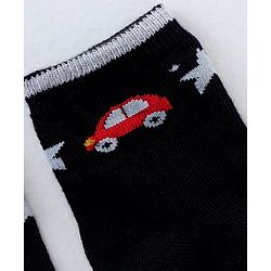 Cutewalk By Babyhug Anti Bacterial Ankle Length Non Terry Socks Car Design Pack of 3- Yellow & Black
