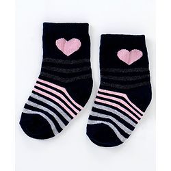 Cutewalk By Babyhug Anti Bacterial Ankle Length Non Terry Socks Heart Design Pack of 5 - Multicolour