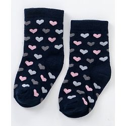 Cutewalk By Babyhug Anti Bacterial Ankle Length Non Terry Socks Heart Design Pack of 5 - Multicolour