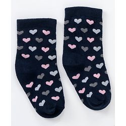 Cutewalk By Babyhug Anti Bacterial Ankle Length Non Terry Socks Heart Design Pack of 5 - Multicolour