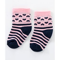 Cutewalk By Babyhug Anti Bacterial Ankle Length Non Terry Socks Heart Design Pack of 5 - Multicolour