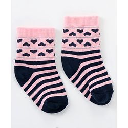 Cutewalk By Babyhug Anti Bacterial Ankle Length Non Terry Socks Heart Design Pack of 5 - Multicolour