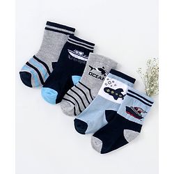 Cutewalk By Babyhug Anti Bacterial Ankle Length Non Terry Socks Submarine Design Pack of 5 - Blue & Black