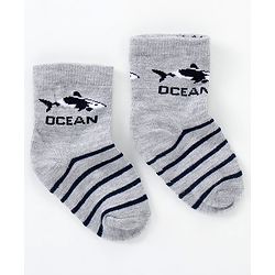 Cutewalk By Babyhug Anti Bacterial Ankle Length Non Terry Socks Submarine Design Pack of 5 - Blue & Black