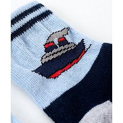 Cutewalk By Babyhug Anti Bacterial Ankle Length Non Terry Socks Submarine Design Pack of 5 - Blue & Black