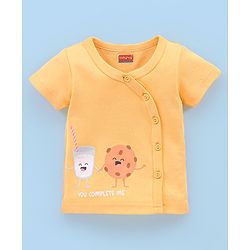 Babyhug 100% Cotton Knit Half Sleeves Vests Food & Star Print Pack of 3 - Green Blue & Orange