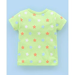 Babyhug 100% Cotton Knit Half Sleeves Vests Food & Star Print Pack of 3 - Green Blue & Orange