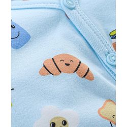 Babyhug 100% Cotton Knit Half Sleeves Vests Food & Star Print Pack of 3 - Green Blue & Orange