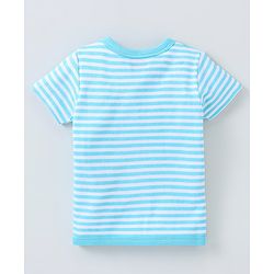 Babyhug 100% Cotton Knit Half Sleeves Striped & Dino Printed Vests Pack of 3 - Orange White & Blue