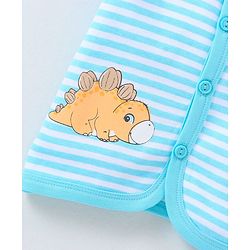 Babyhug 100% Cotton Knit Half Sleeves Striped & Dino Printed Vests Pack of 3 - Orange White & Blue