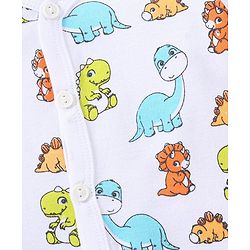 Babyhug 100% Cotton Knit Half Sleeves Striped & Dino Printed Vests Pack of 3 - Orange White & Blue