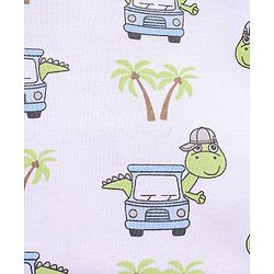 Babyhug 100% Cotton Knit Half Sleeves Striped & Dino Printed Vests Pack of 3 - White & Blue