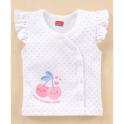Babyhug 100% Cotton Short Sleeves Vests Cherry Print Pack of 3 - Blue & White