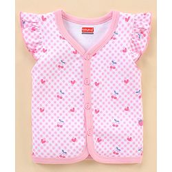 Babyhug 100% Cotton Short Sleeves Vests Cherry Print Pack of 3 - Blue & White