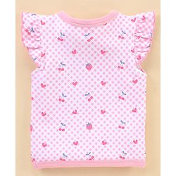 Babyhug 100% Cotton Short Sleeves Vests Cherry Print Pack of 3 - Blue & White
