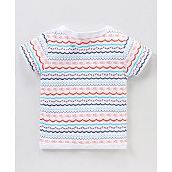 Babyhug 100% Cotton Knit Half Sleeves Star & Fish Printed Vests Pack of 5 - Navy Blue Peach & White