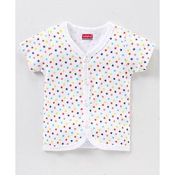 Babyhug 100% Cotton Knit Half Sleeves Star & Fish Printed Vests Pack of 5 - Navy Blue Peach & White