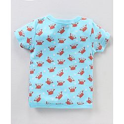 Babyhug 100% Cotton Knit Half Sleeves Star & Fish Printed Vests Pack of 5 - Navy Blue Peach & White