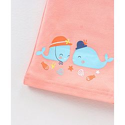 Babyhug 100% Cotton Knit Half Sleeves Star & Fish Printed Vests Pack of 5 - Navy Blue Peach & White