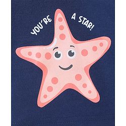 Babyhug 100% Cotton Knit Half Sleeves Star & Fish Printed Vests Pack of 5 - Navy Blue Peach & White
