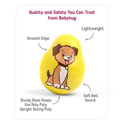 Babyhug Dog Musical Push and Shake Roly Poly| Wobbling Bell Sounds For 0 Months+| Child Safe Material| Gifting Toy| BIS Certified