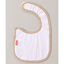 Babyhug Bib Velcro Closure Giraffe Embroidery - White And Brown