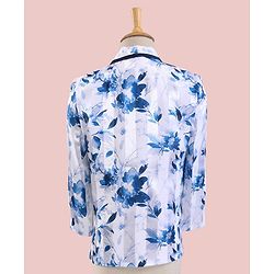 Babyhug Full Sleeves 3 Piece Floral Party Suit - Blue