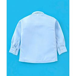 Babyhug Full Sleeves Solid Colour Party Shirt with Waistcoat & Bow - Black & Blue
