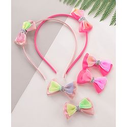 Babyhug Hair Bands and Bow Clips Set of 6 - Multicolour