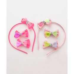 Babyhug Hair Bands and Bow Clips Set of 6 - Multicolour