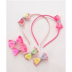 Babyhug Hair Bands and Bow Clips Set of 6 - Multicolour