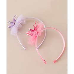 Babyhug Hair Bands With Flower Applique Free Size Pack of 2-  Peach & Purple