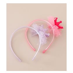 Babyhug Hair Bands With Flower Applique Free Size Pack of 2-  Peach & Purple