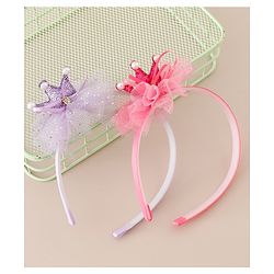 Babyhug Hair Bands With Flower Applique Free Size Pack of 2-  Peach & Purple