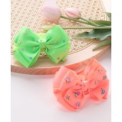 Babyhug Free Size Embroidered Headbands Pack of 2- Green & Dark Pink