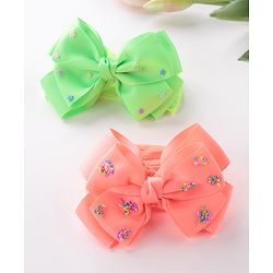 Babyhug Free Size Embroidered Headbands Pack of 2- Green & Dark Pink