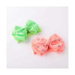 Babyhug Free Size Embroidered Headbands Pack of 2- Green & Dark Pink