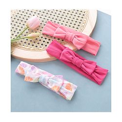 Babyhug Headbands with Bow Applique Free Size Pack of 3 - White Rani & Pink