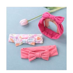 Babyhug Headbands with Bow Applique Free Size Pack of 3 - White Rani & Pink