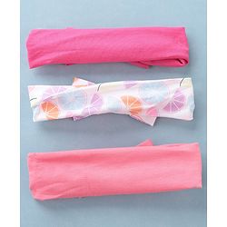 Babyhug Headbands with Bow Applique Free Size Pack of 3 - White Rani & Pink