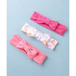 Babyhug Headbands with Bow Applique Free Size Pack of 3 - White Rani & Pink