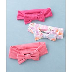 Babyhug Headbands with Bow Applique Free Size Pack of 3 - White Rani & Pink