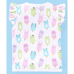 Babyhug 100% Cotton Frill Sleeves Vests Popsicle & Dot Print Pack of 3- Green & Pink